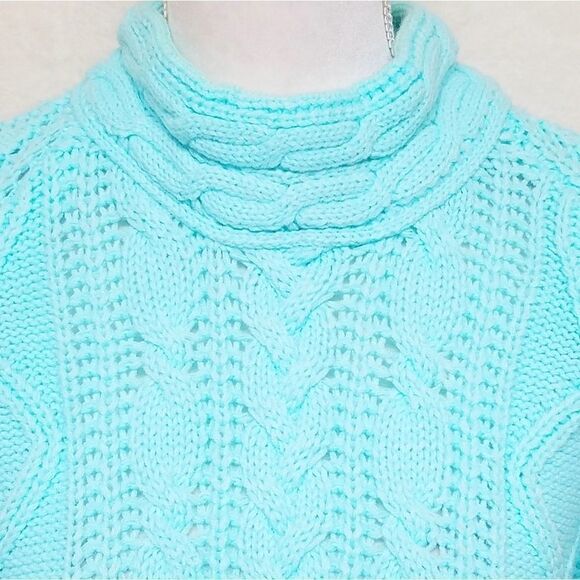 VINTAGE 80s Carriage Court Aqua Corded Sweater - Picture 4 of 11